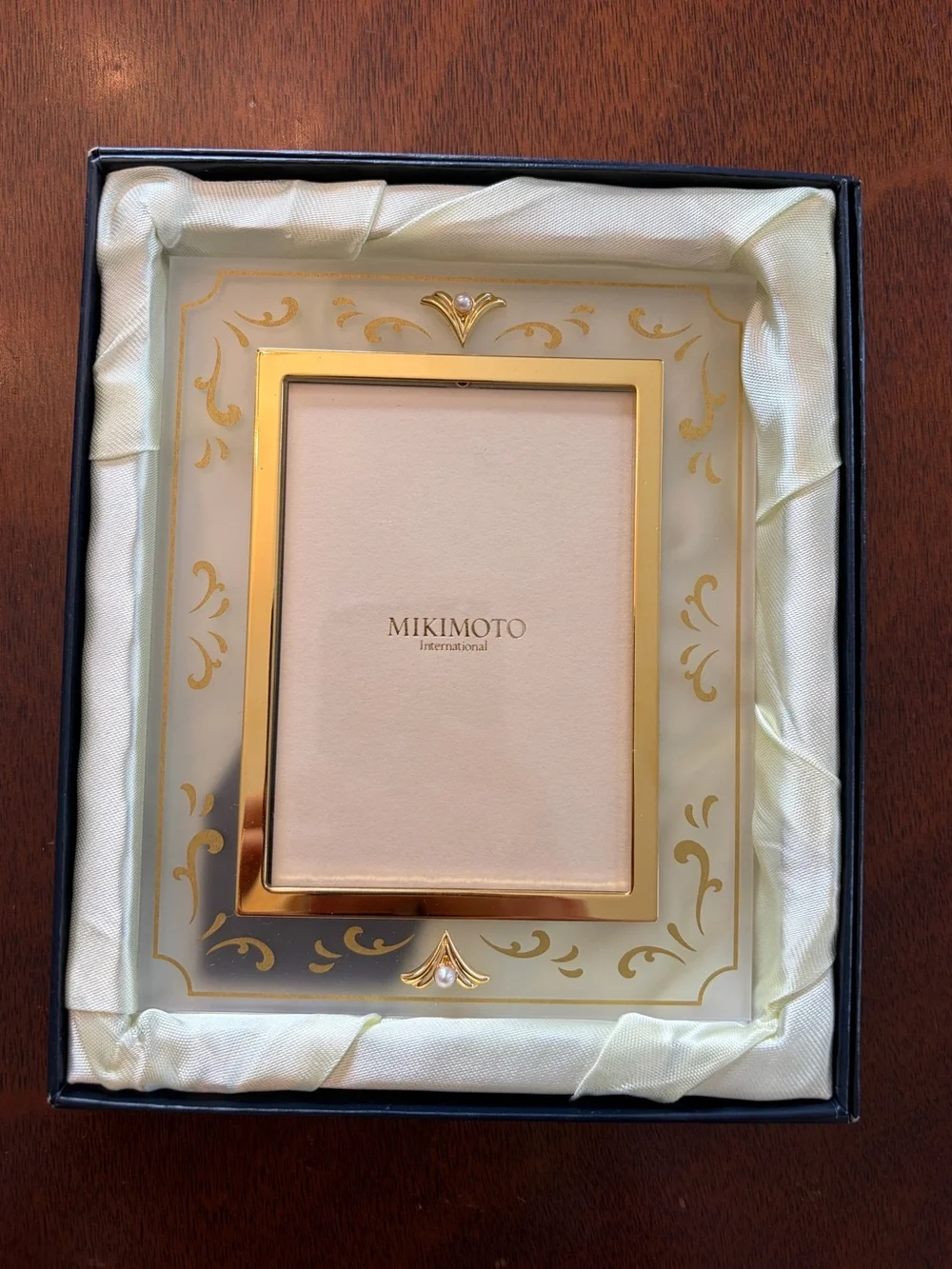 Vintage Mikimoto Frame with Gold and Pearl Accents- NIB
